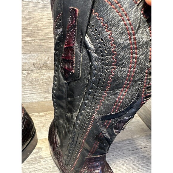 Cuadra Western Cowboy Dark Martin & Black Men\'s Exotic Boots 8.5D